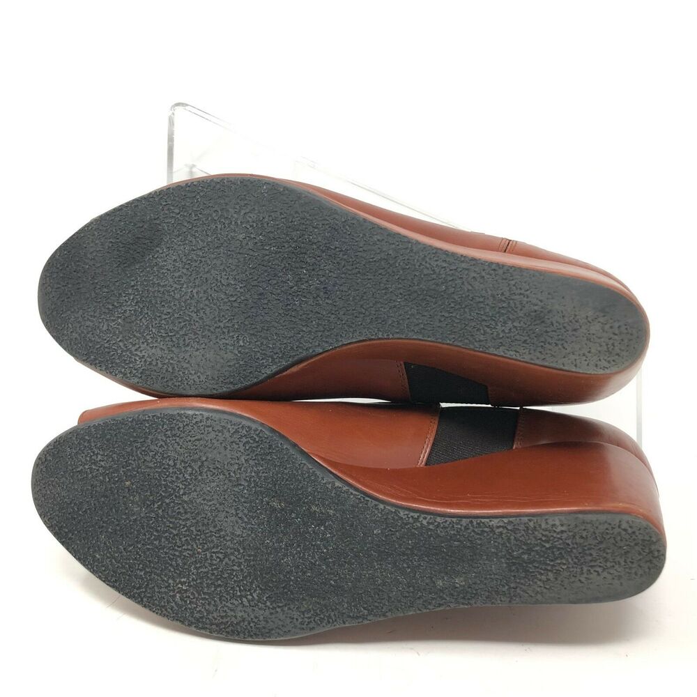 Anyi Lu Melanie Bootie Womens Size 10 / 40 Rust‎ Brown Leather Peep Toe Wedge - Picture 8 of 9